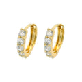 Waterproof Hoop Earrings with Crystals Gold-Colored 1.28cm x 0.28cm