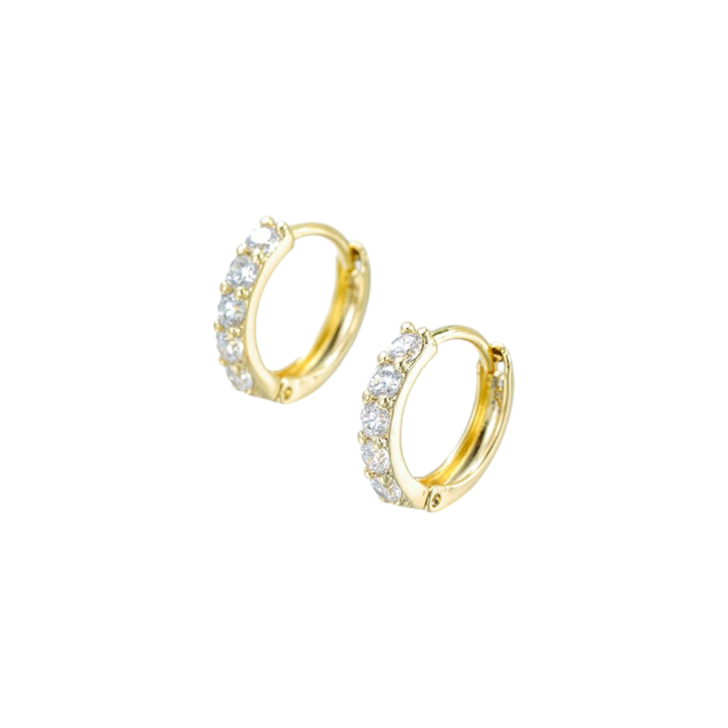 Waterproof Hoop Earrings with Crystals Gold-Colored 1.28cm x 0.28cm
