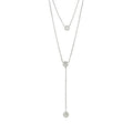 Wasserdichte zweireihige Y-Lariat-Halskette mit drei Zirkonia-Bezel-Anhängern Silber