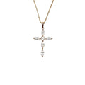 Wasserdichte Kreuz-Halskette mit Marquise-Zirkonia und rundem Zentrum Rosegold