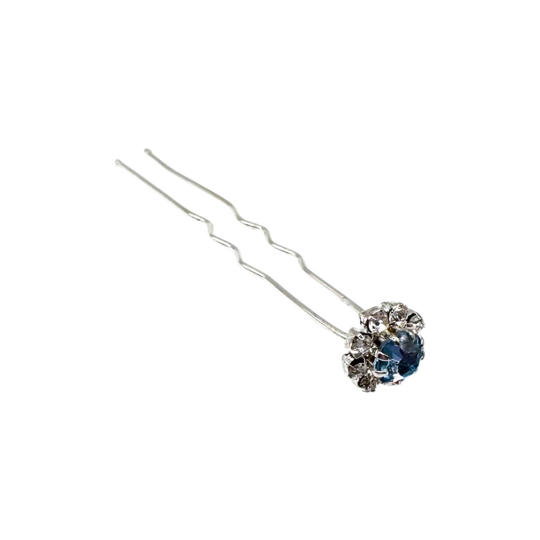 Haarnadel mit Blauem Kristall und Kristallkranz