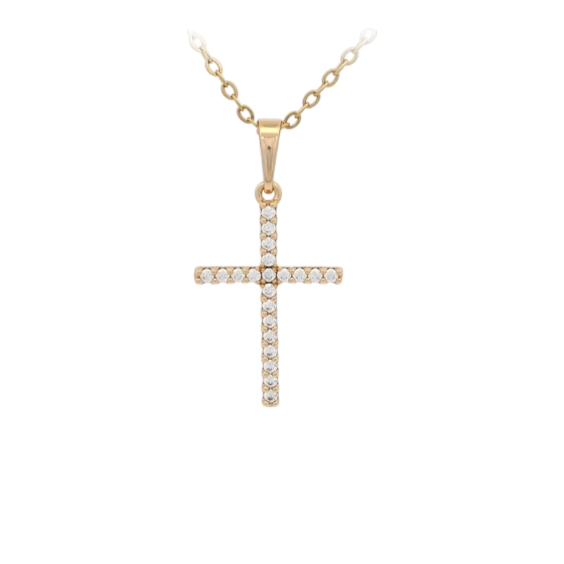 Wasserdichte Halskette mit Kreuz-Anhänger Goldfarbe