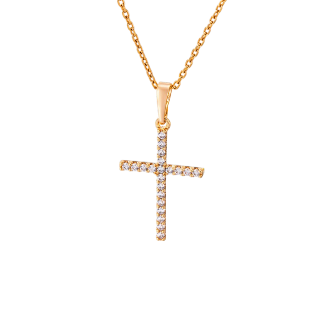 Wasserdichte Halskette mit Kreuz-Anhänger Goldfarbe