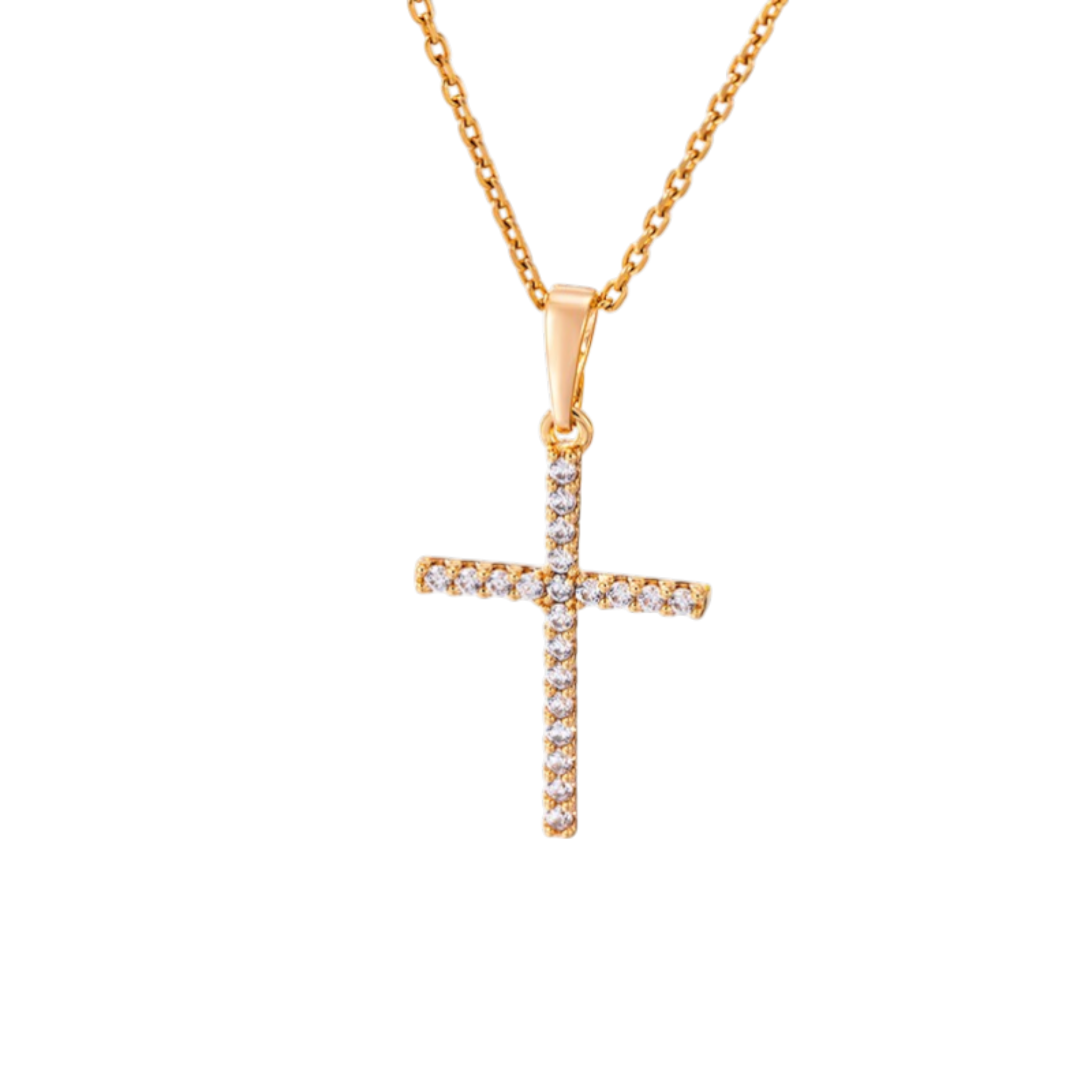 Wasserdichte Halskette mit Kreuz-Anhänger Goldfarbe