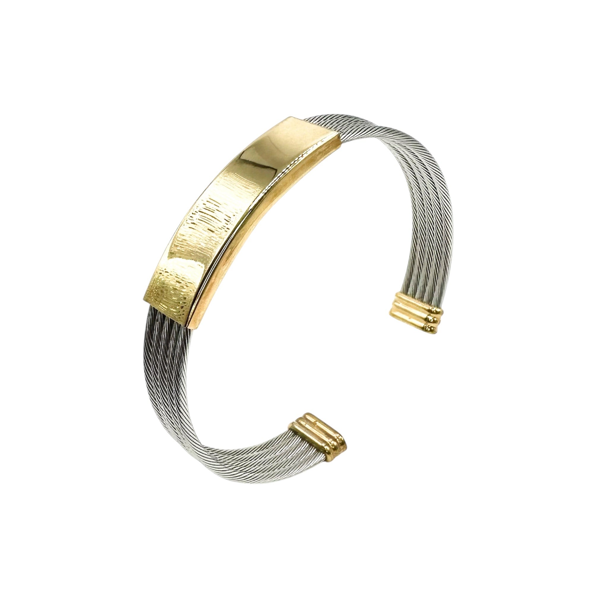 Wasserdichtes Twisted Cable Cuff Armreif Bicolor Silber-Gold