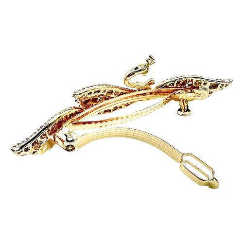 Automatikhaarspange Schwan Krone Aurora Baguette Kristall Gold