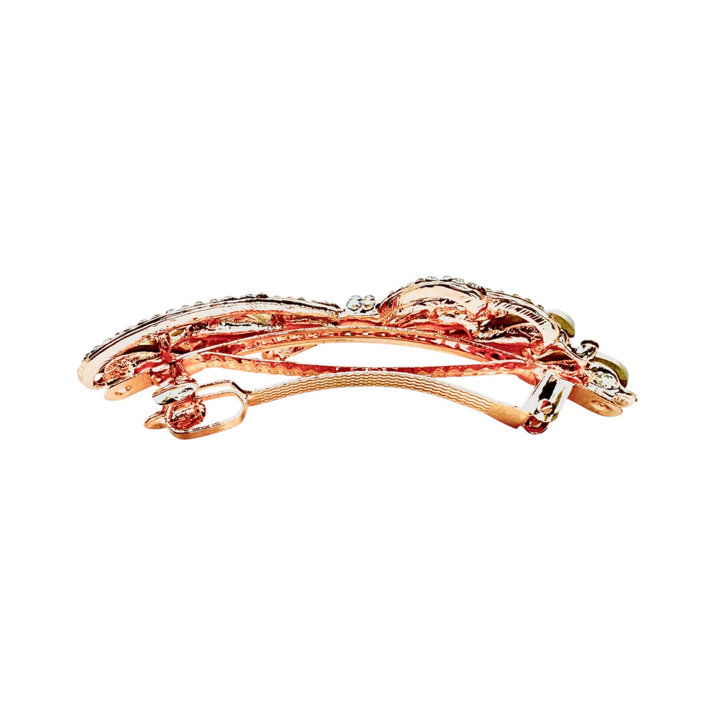 Automatikhaarspange Schleife Rosegold Multicolor Aurora Tropfen Kristall Strass