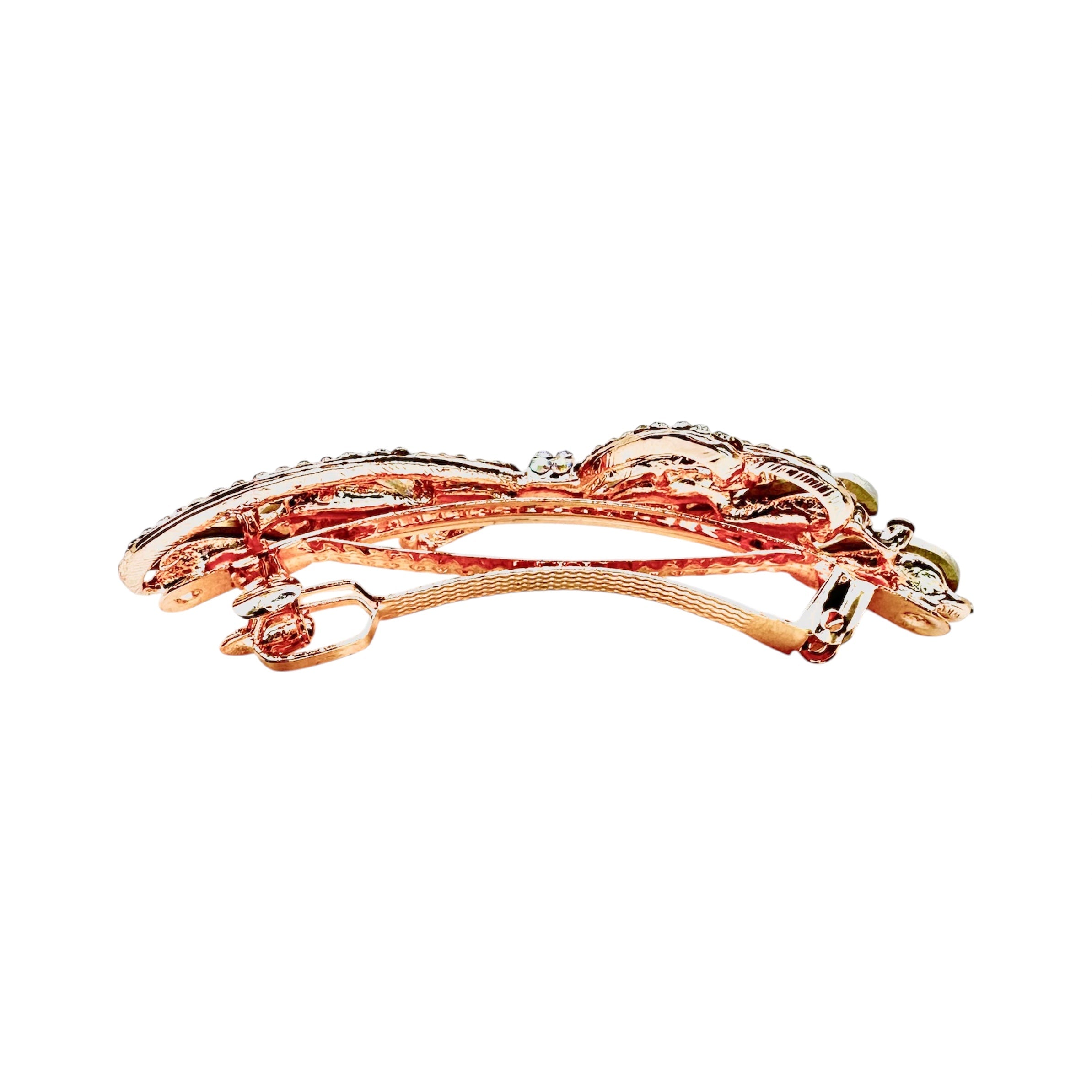 Automatikhaarspange Schleife Rosegold Multicolor Aurora Tropfen Kristall Strass