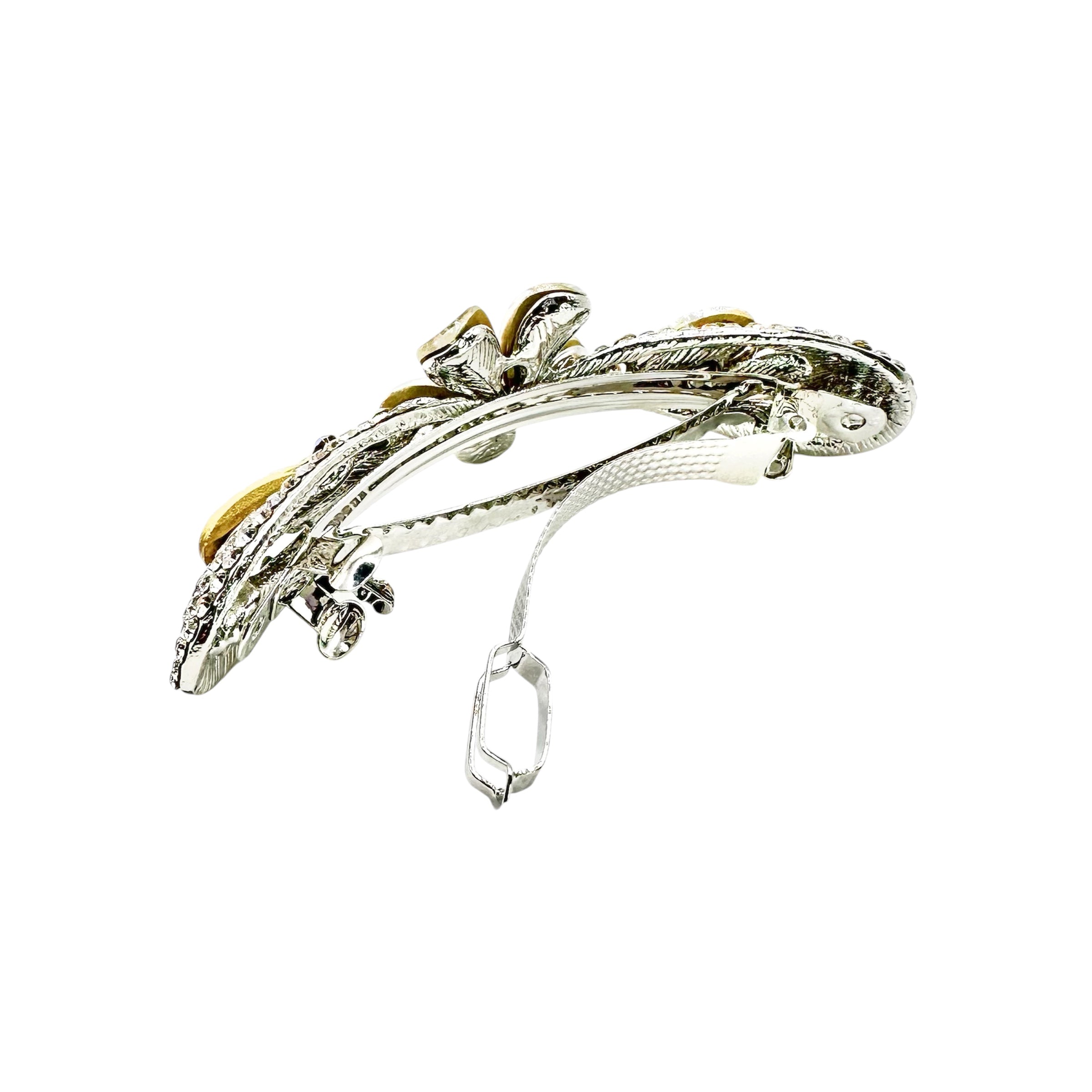 Automatikhaarspange Doppelschleife Silber Aurora Borealis Navette Kristall Strass