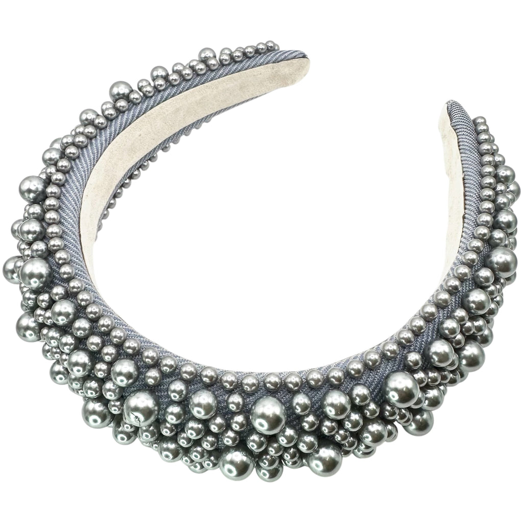 Haarreif Silbergrau Perlen Opulent Glamour 45mm