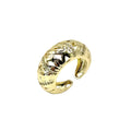 Wasserdichter offener Dome-Ring mit Gitter-Muster und Zirkonia Gold