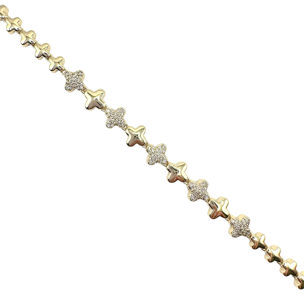 Wasserdichtes Zirkonia Stern-Armband, zweiseitig, goldfarben