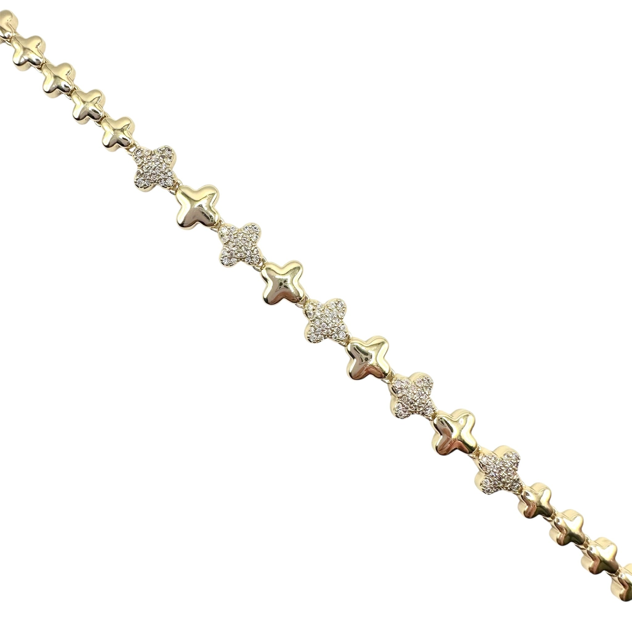 Wasserdichtes Zirkonia Stern-Armband, zweiseitig, goldfarben