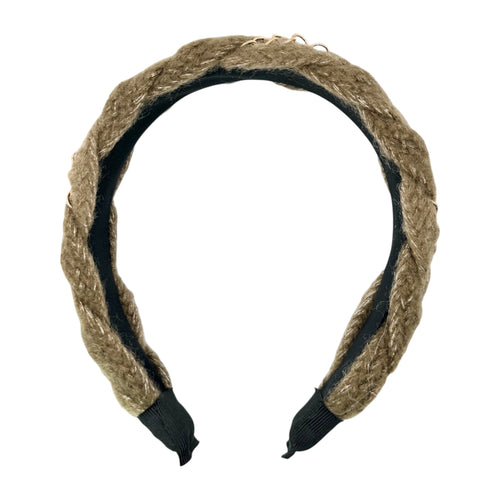 Haarreif Khaki Wolle Geflochten Goldkette 35mm