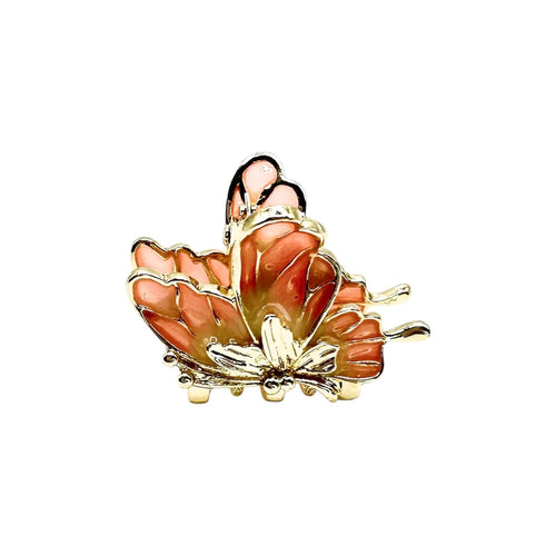 Haarklammer Schmetterling Koralle Gold Emaille 36mm