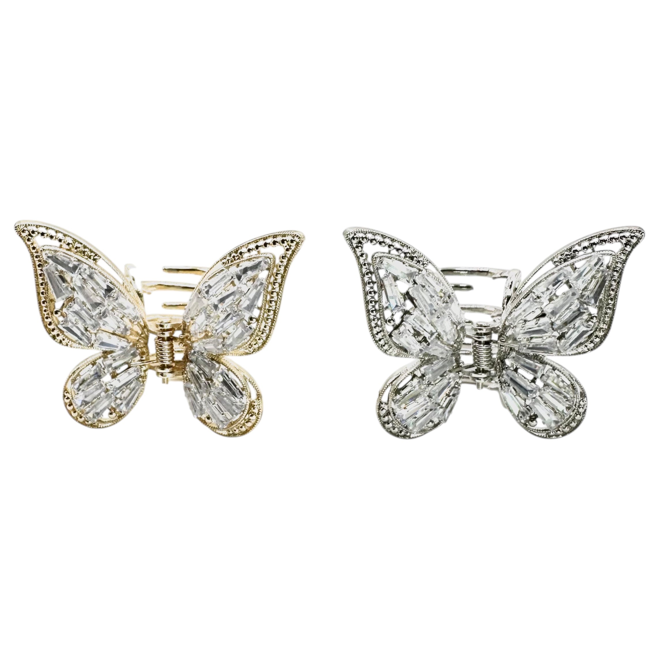 Haarklammer Schmetterling Baguette Kristall Silber Gold