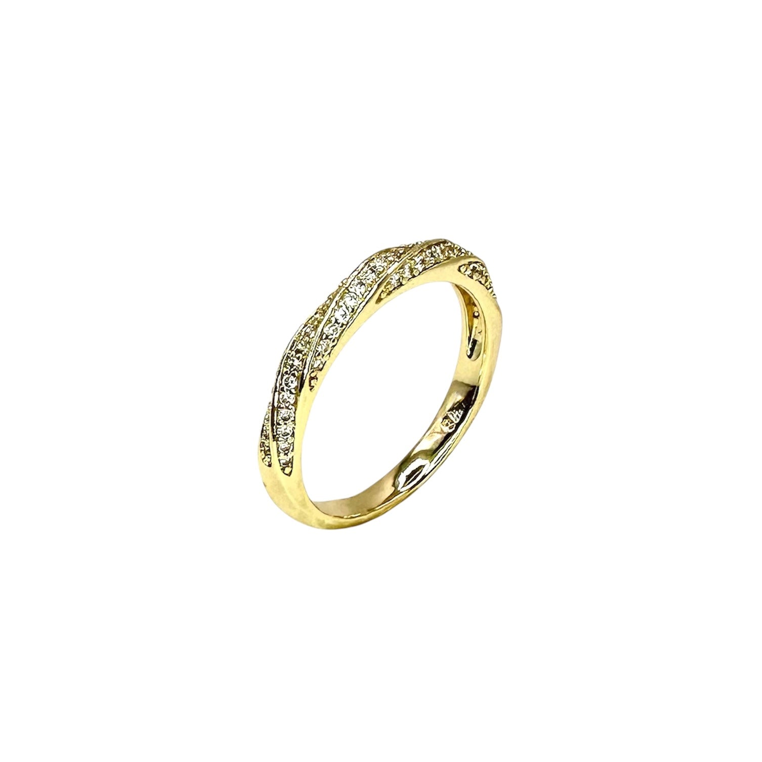 Wasserdichter Twist-Eternity-Ring mit Zirkonia-Pavé Gold