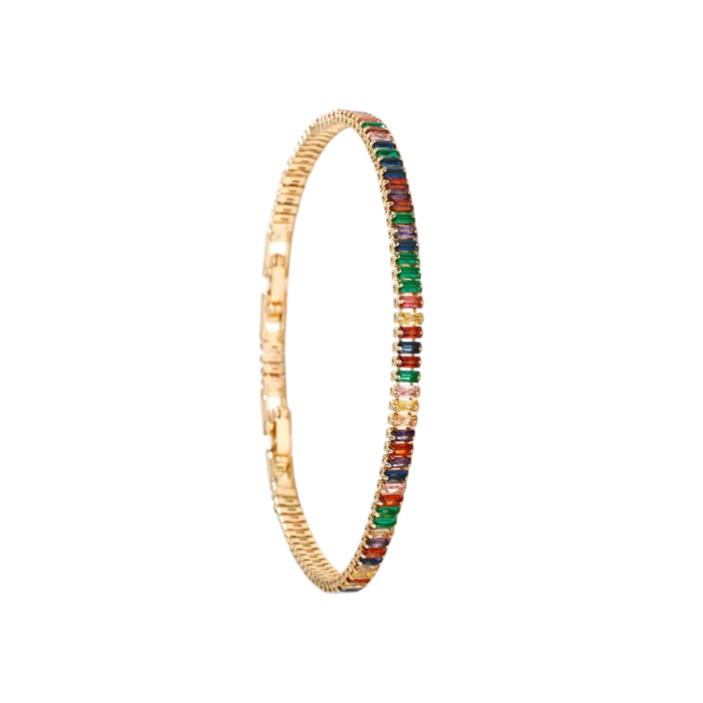 Wasserdichtes Armband mit bunten Kristallen Goldfarbe 19cm