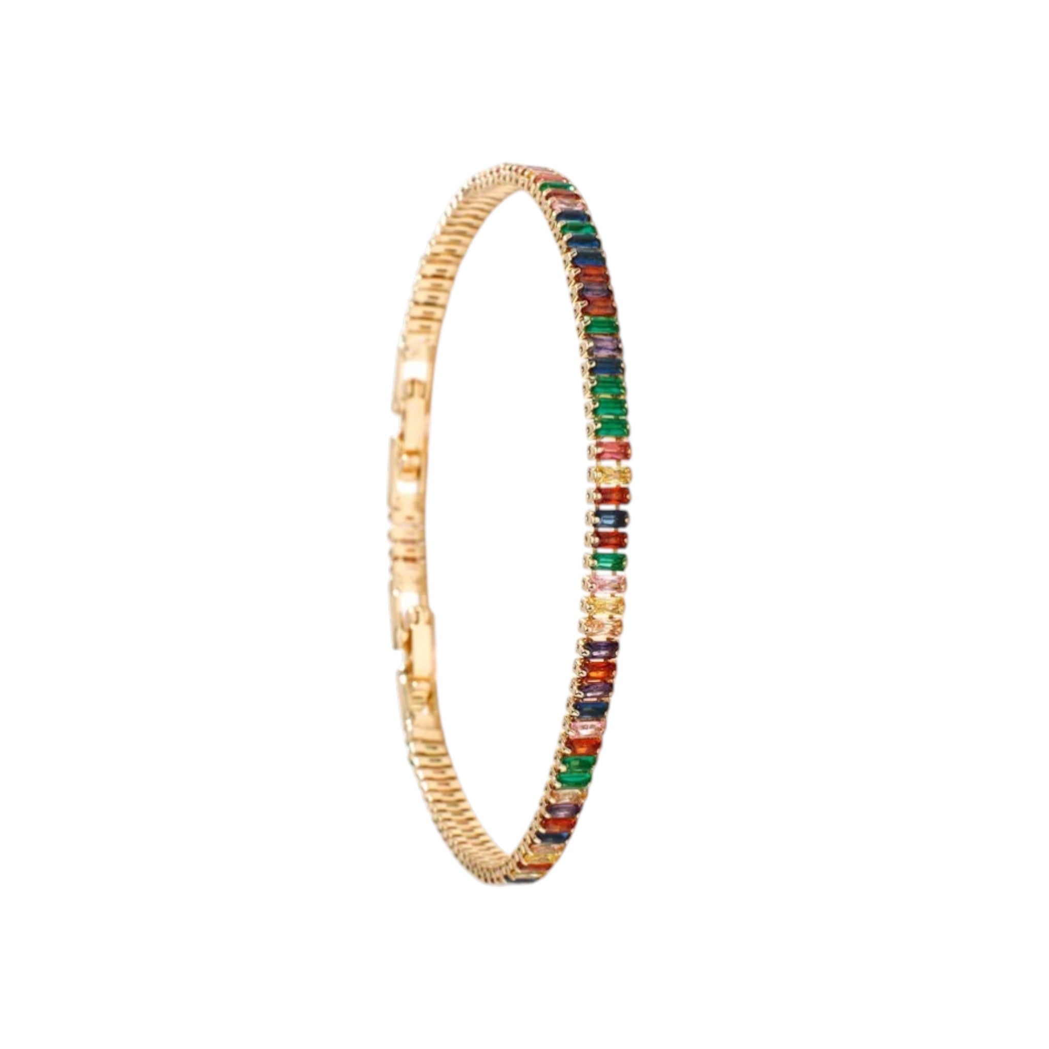 Wasserdichtes Armband mit bunten Kristallen Goldfarbe 19cm