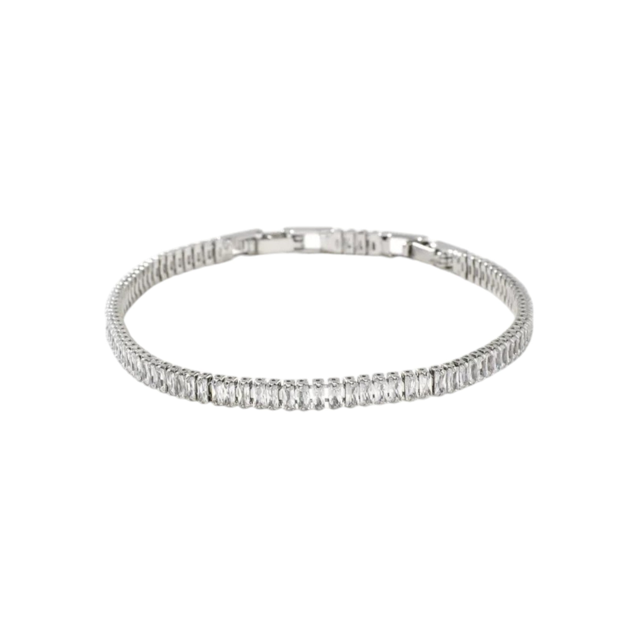 Wasserdichtes Armband mit Kristallen, silberfarben, 17+2cm