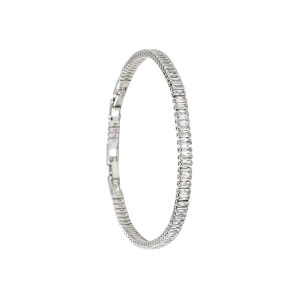 Wasserdichtes Armband mit Kristallen, silberfarben, 17+2cm