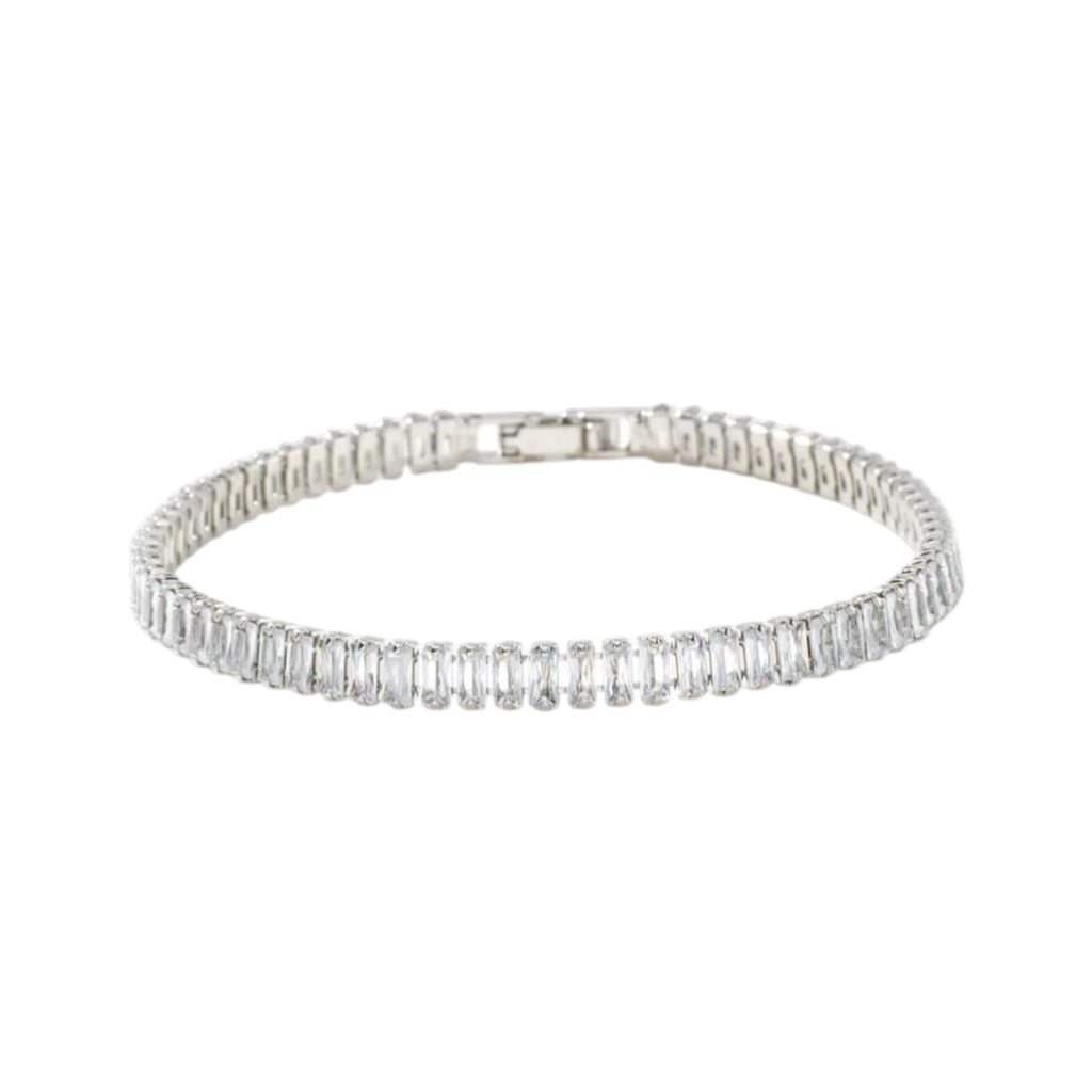 Wasserdichtes Armband mit Kristallen, silberfarben, 19cm