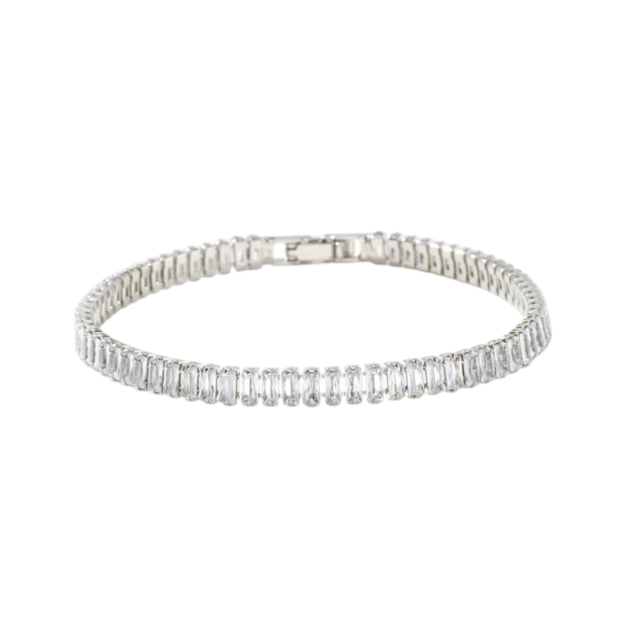 Wasserdichtes Armband mit Kristallen, silberfarben, 19cm