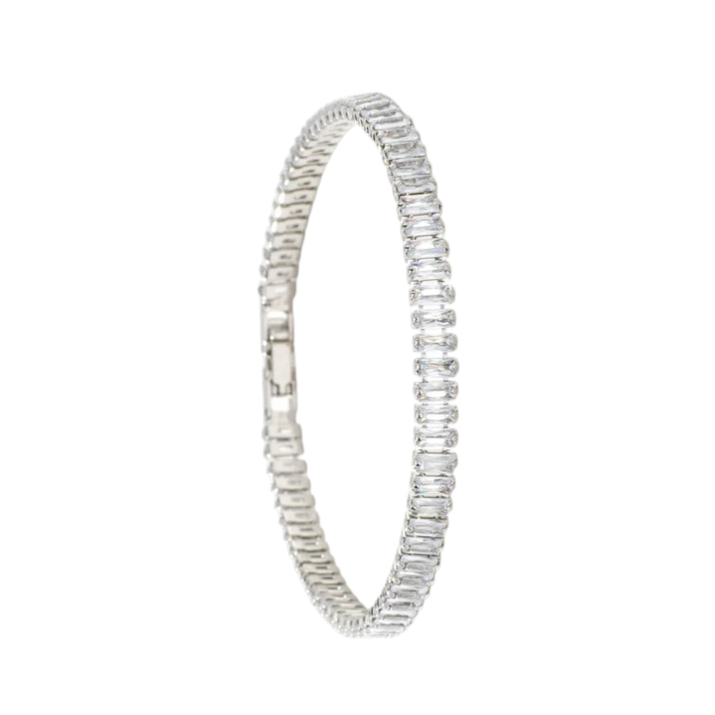 Wasserdichtes Armband mit Kristallen, silberfarben, 19cm
