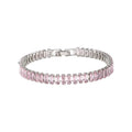 Wasserdichtes Armband mit rosa Kristallen, silberfarben, 19cm