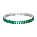 Wasserdichtes Armband mit grünen Kristallen, silberfarben, 19cm