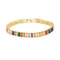 Wasserdichtes Armband mit bunten Kristallen Goldfarbe 19cm