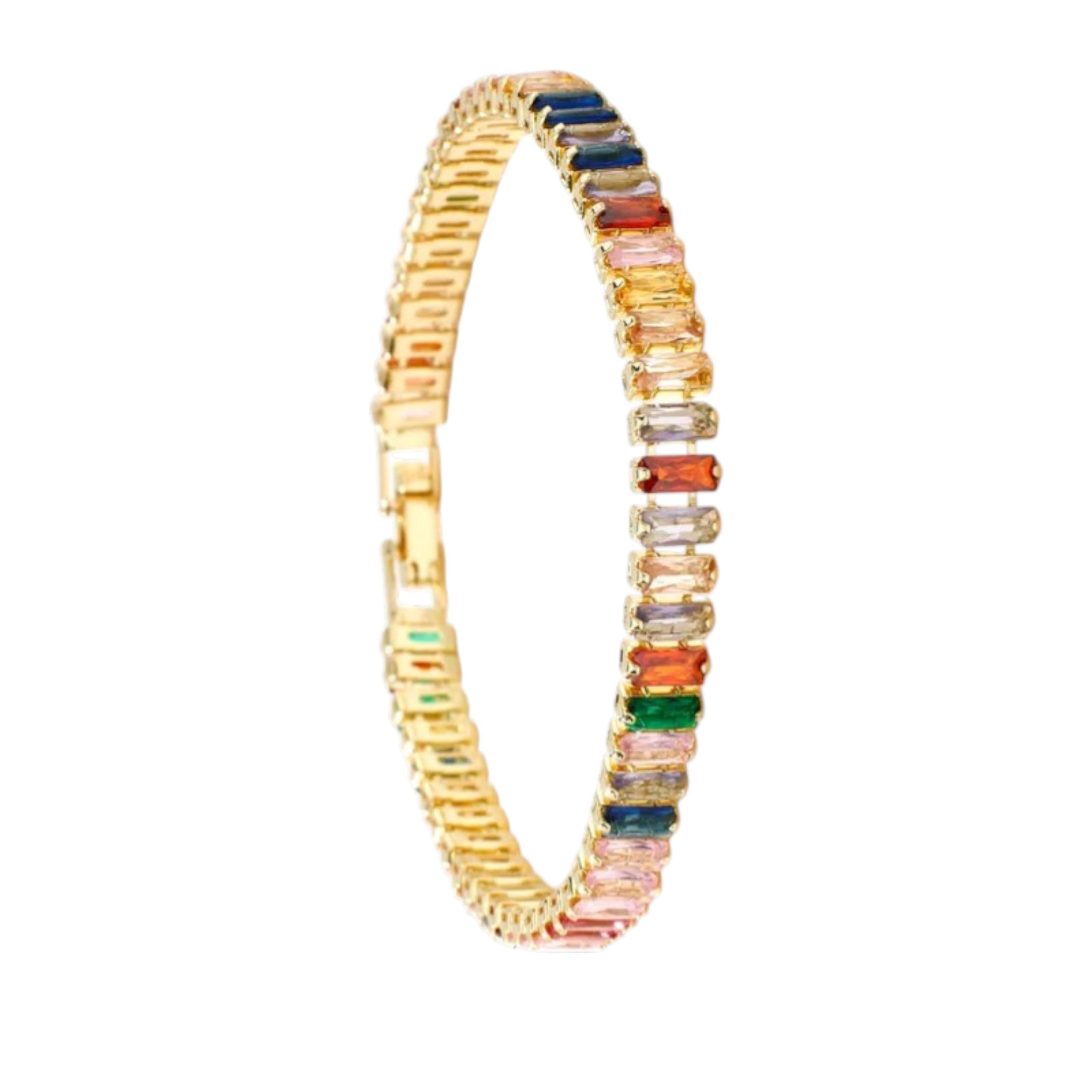 Wasserdichtes Armband mit bunten Kristallen Goldfarbe 19cm