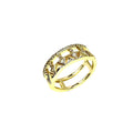 Wasserdichter breiter Gliederring mit Zirkonia Gold