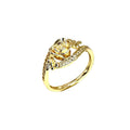 Wasserdichter Ring mit Rose und Zirkonia Gold