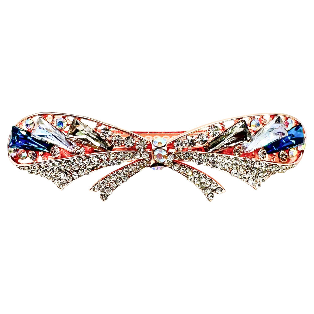Automatikhaarspange Schleife Rosegold Baguette Kristall Tricolor Strass Aurora
