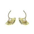 Wasserdichte Zirkonia Ginkgo Blatt Ohrstecker Gold
