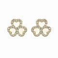 Wasserdichte Zirkonia Pavé Kleeblatt-Herzen Ohrstecker, goldfarben