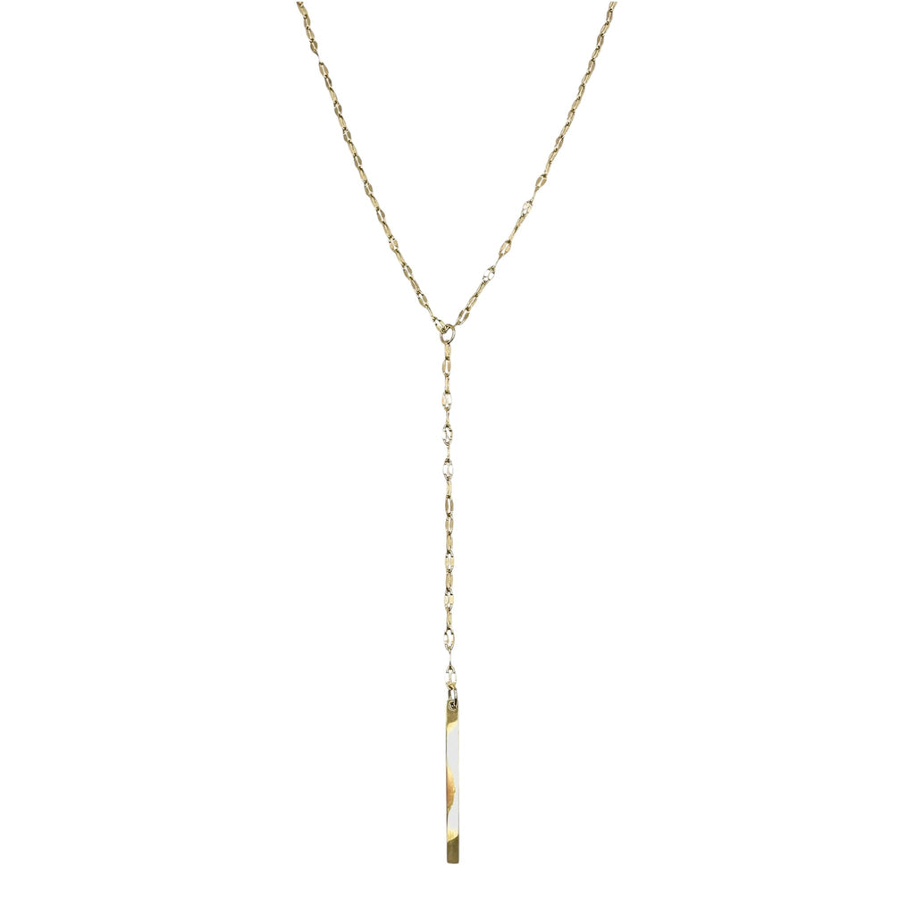 Wasserdichte Y-Lariat Kette Twisted Bar Anhänger Gold