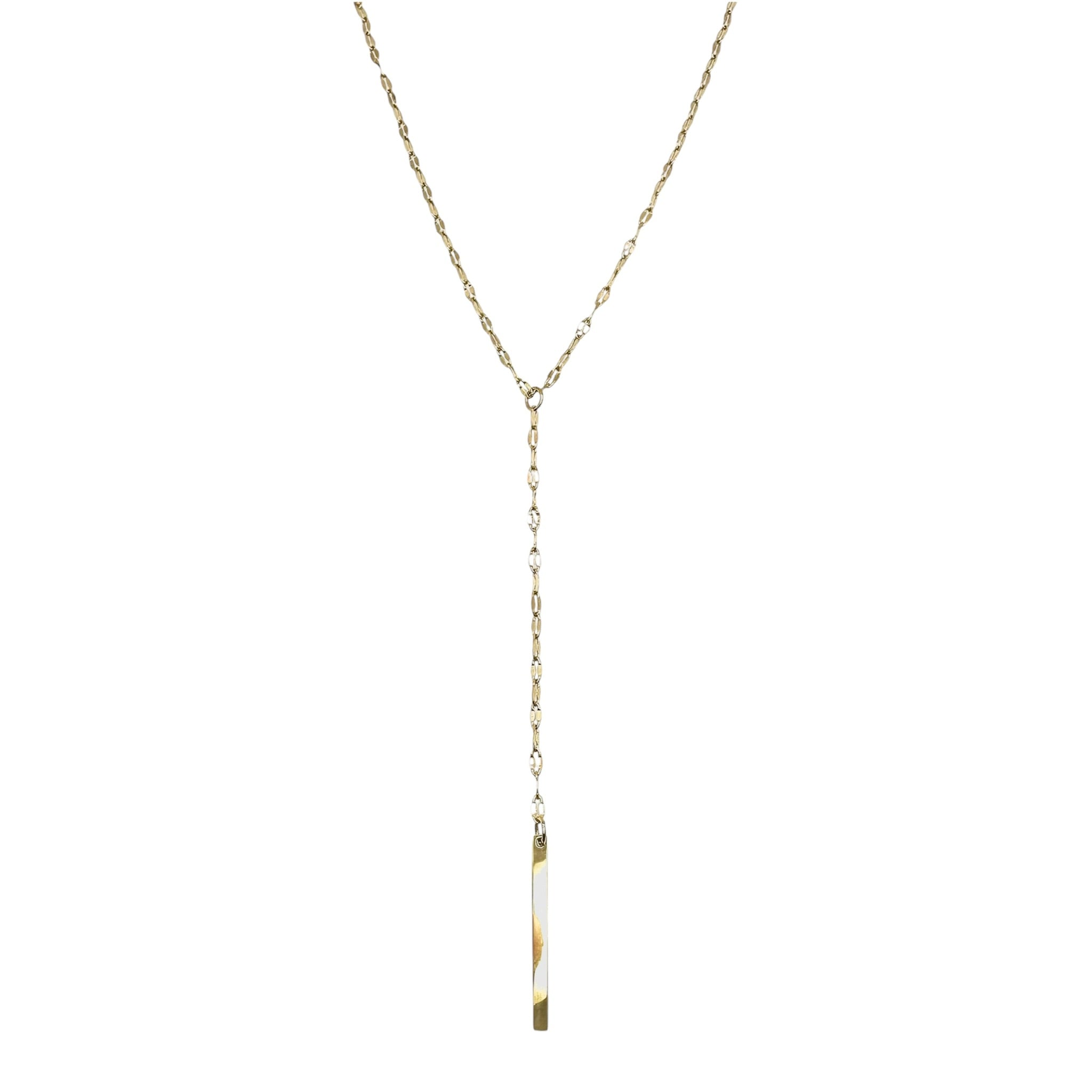 Wasserdichte Y-Lariat Kette Twisted Bar Anhänger Gold