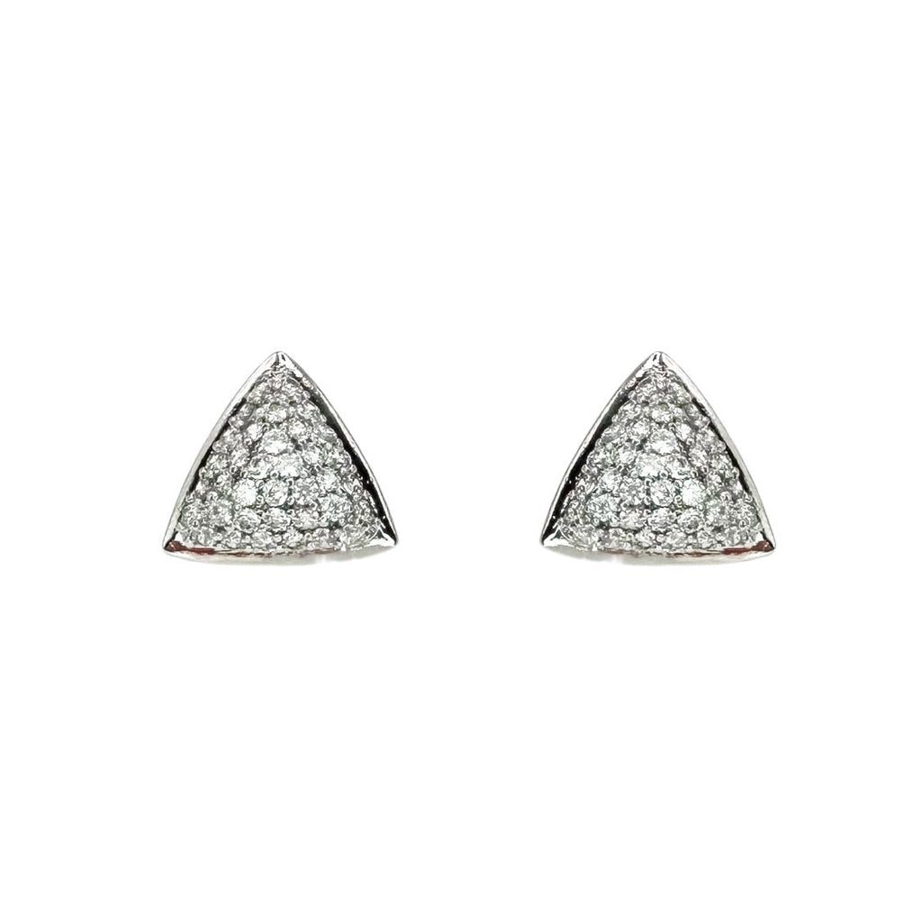 Wasserdichte Zirkonia Pavé Dreieck Ohrstecker Silber