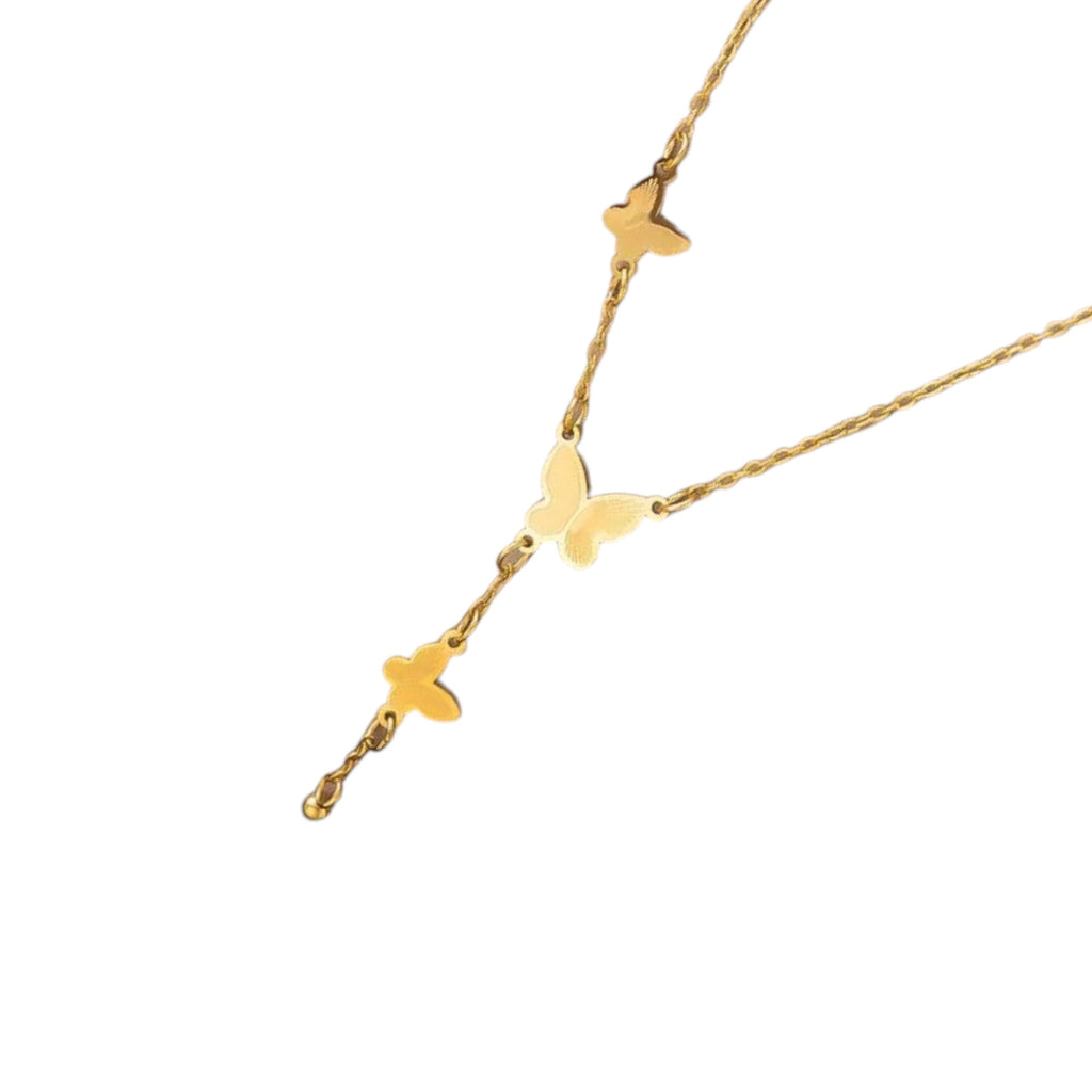 Wasserdichte Y-Halskette mit Schmetterlingen Goldfarbe