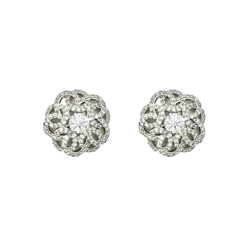Wasserdichte Zirkonia Filigran Blume Ohrstecker Silber
