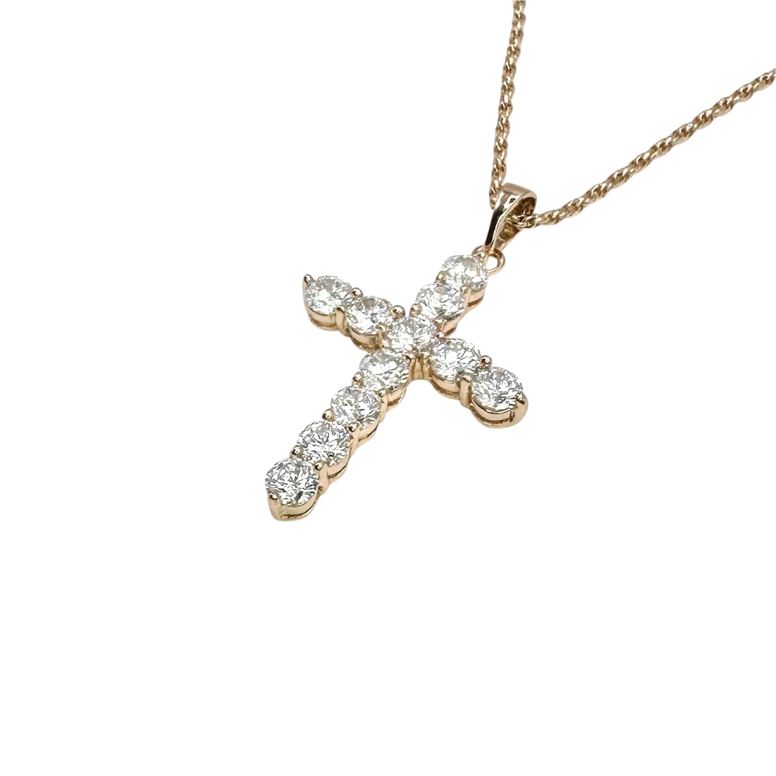 Wasserdichte Luxus-Kreuz-Halskette mit großen Zirkonia-Steinen Gold