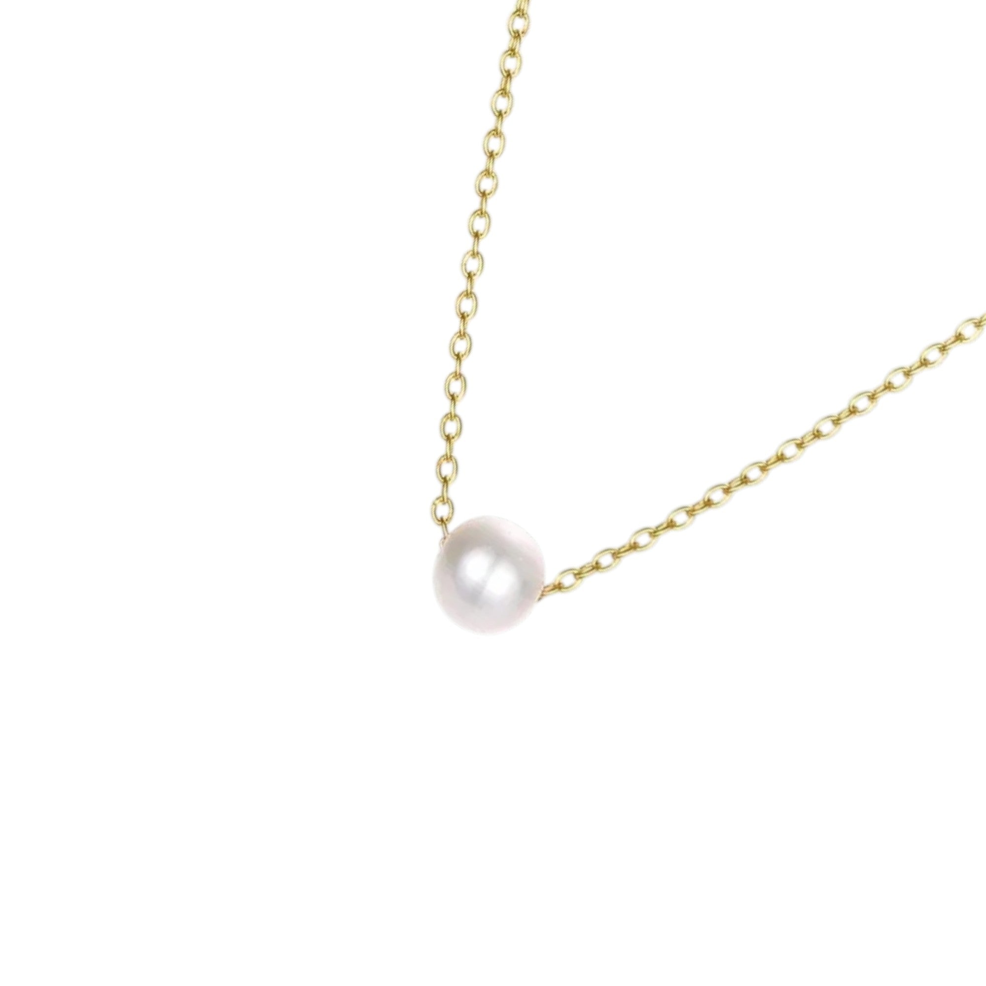 Wasserdichte Halskette mit Perle Gold 37+4,5 cm