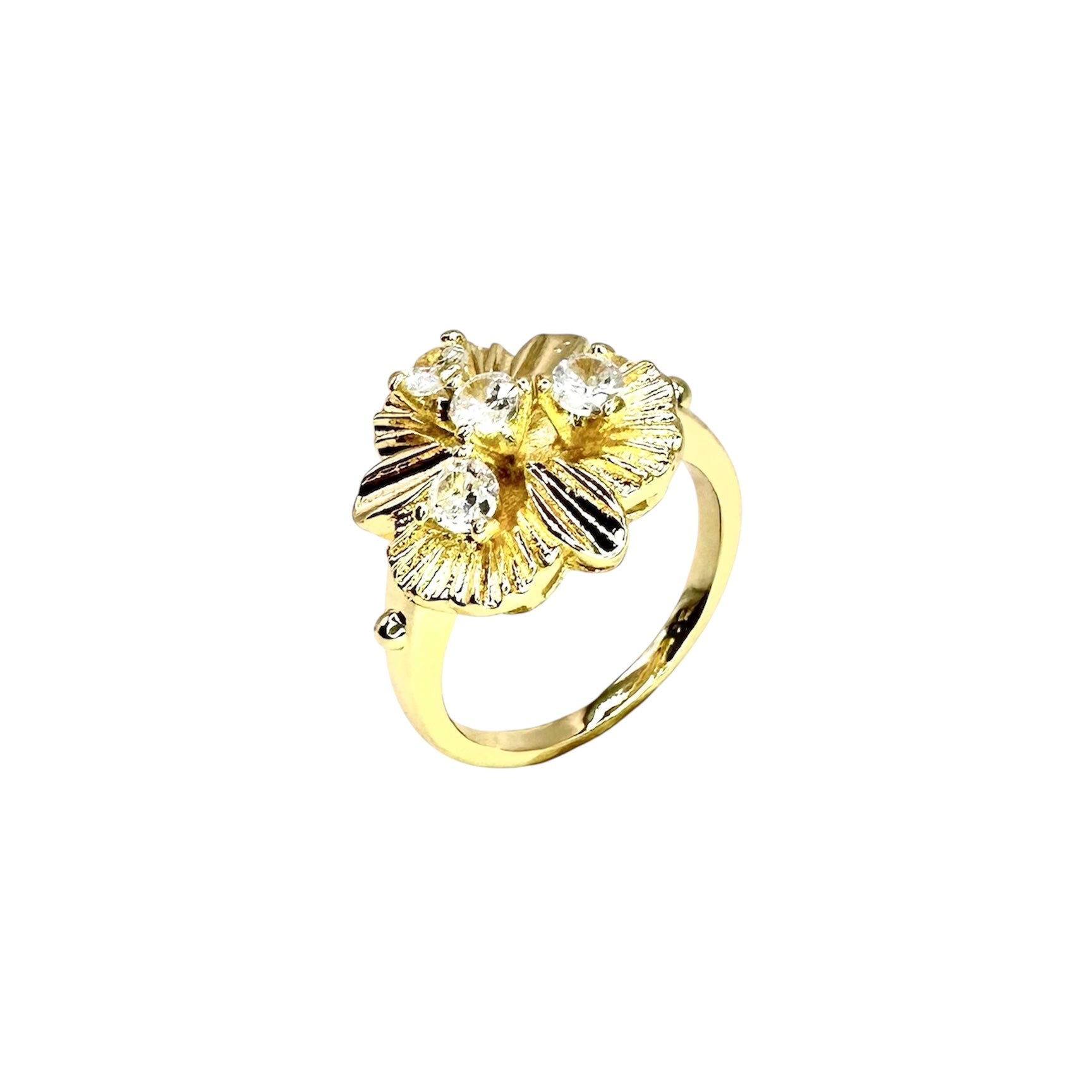 Wasserdichter Blumen-Ring mit Zirkonia Gold