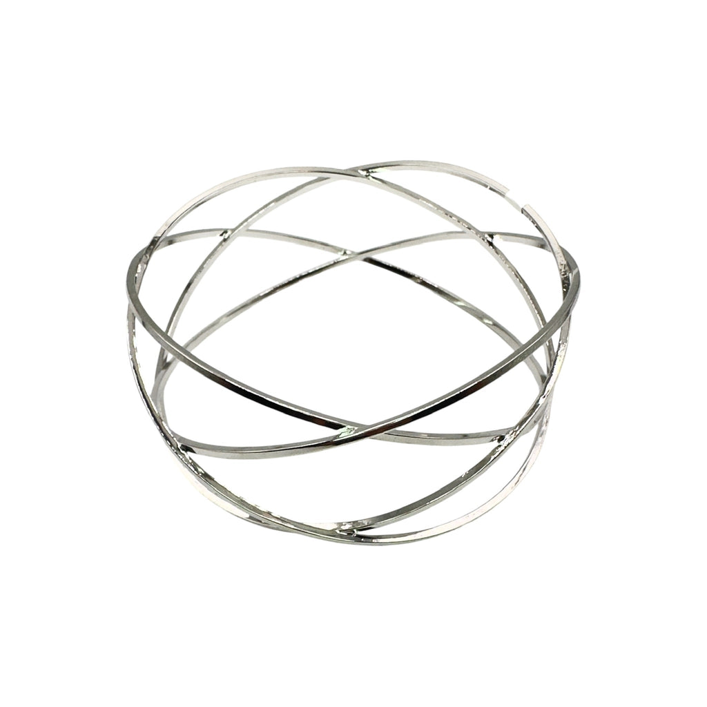 Wasserdichtes Multi-Wire Crossover Bangle Armreif Silber Innendurchmesser 7cm