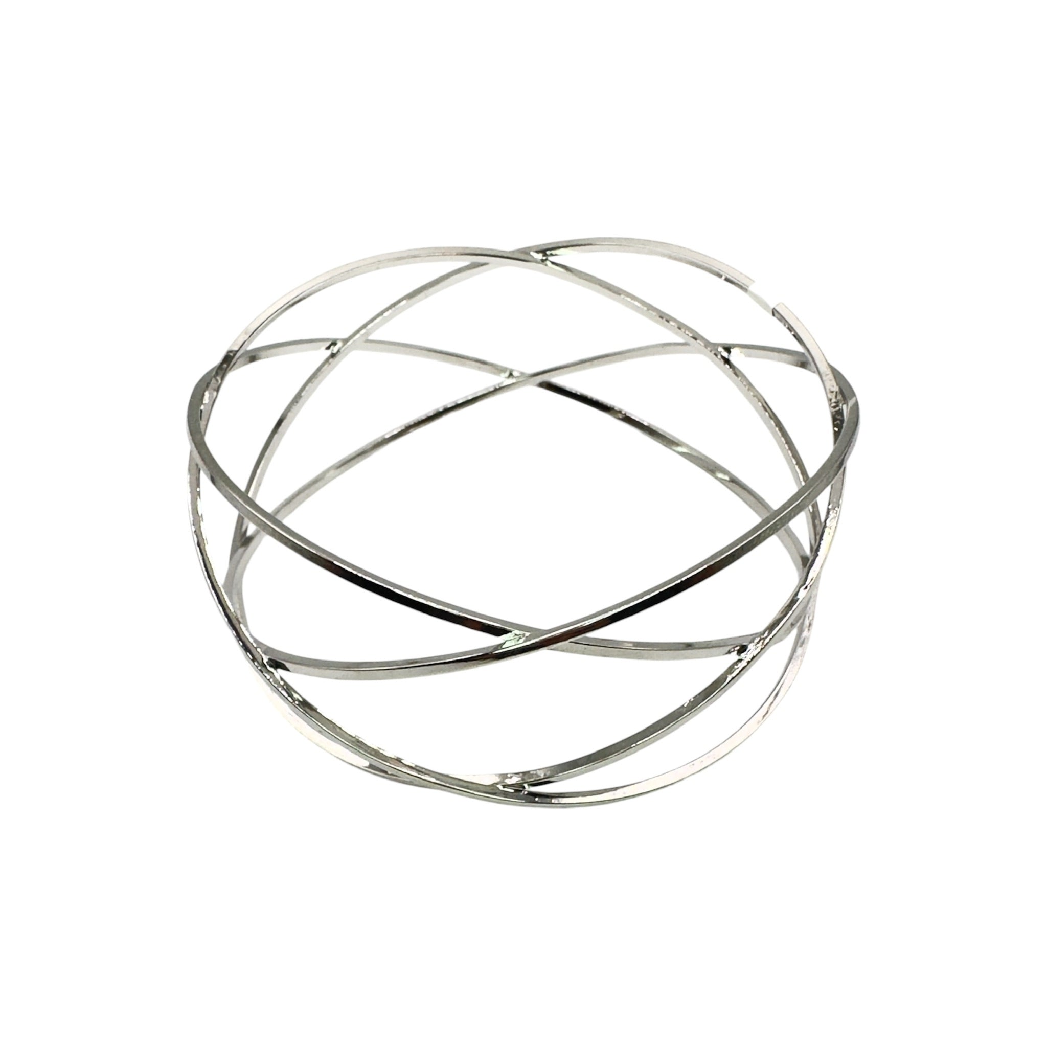 Wasserdichtes Multi-Wire Crossover Bangle Armreif Silber Innendurchmesser 7cm