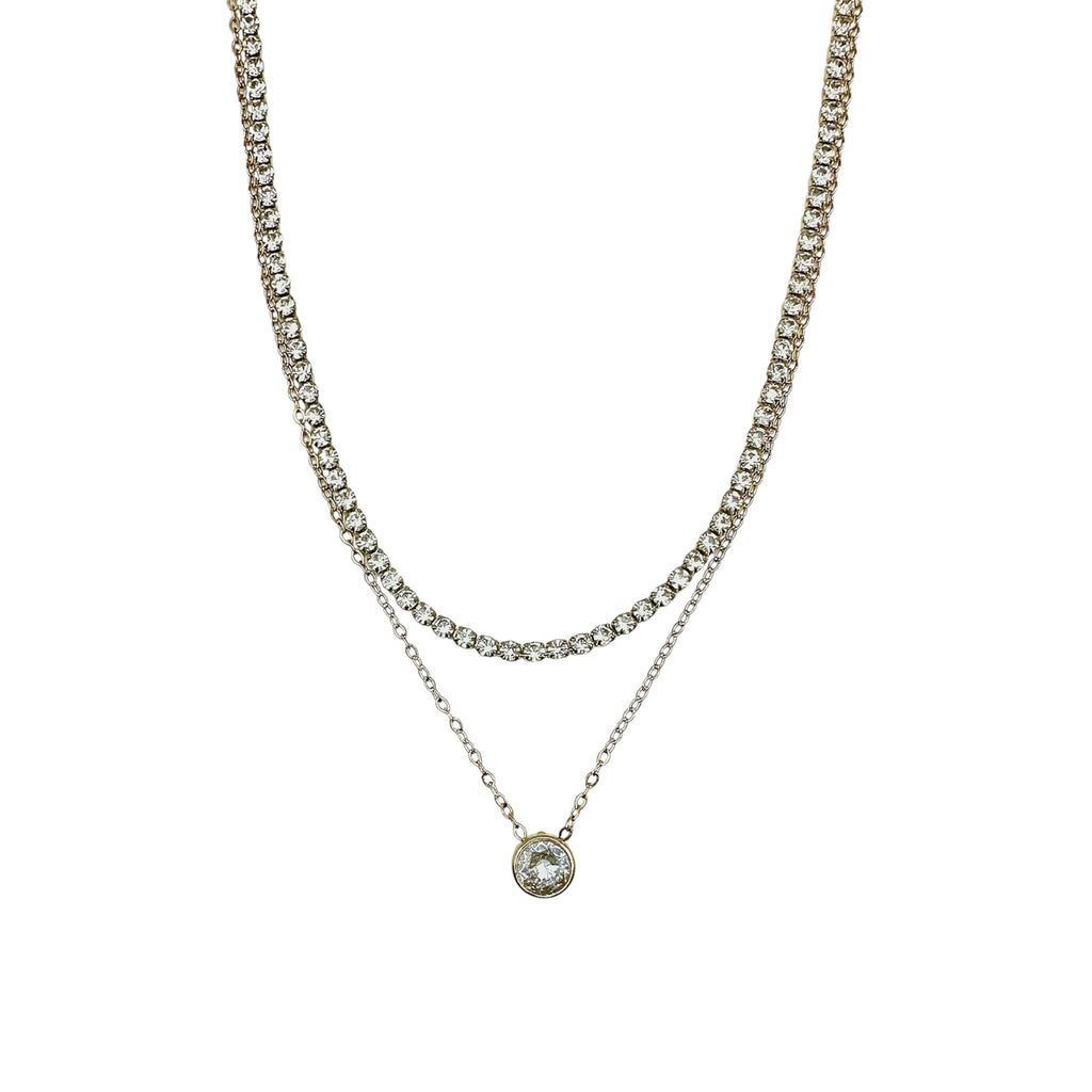 Wasserdichte Doppelkette mit Strass und Zirkonia