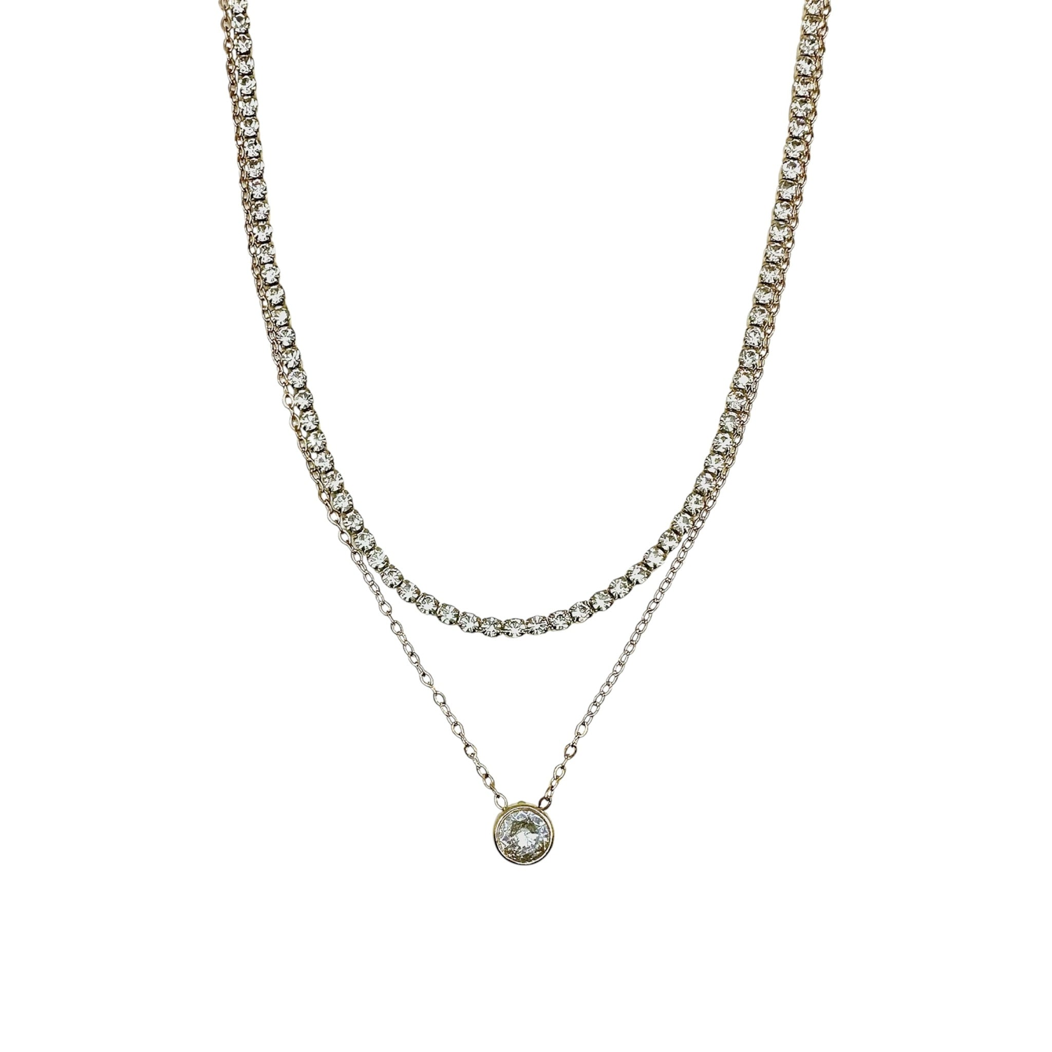 Wasserdichte Doppelkette mit Strass und Zirkonia