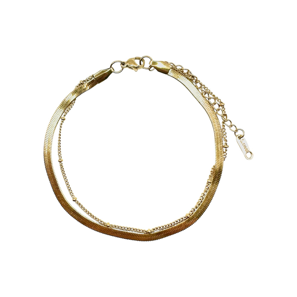 Waterproof Double Ankle Bracelet Gold 21+4 cm